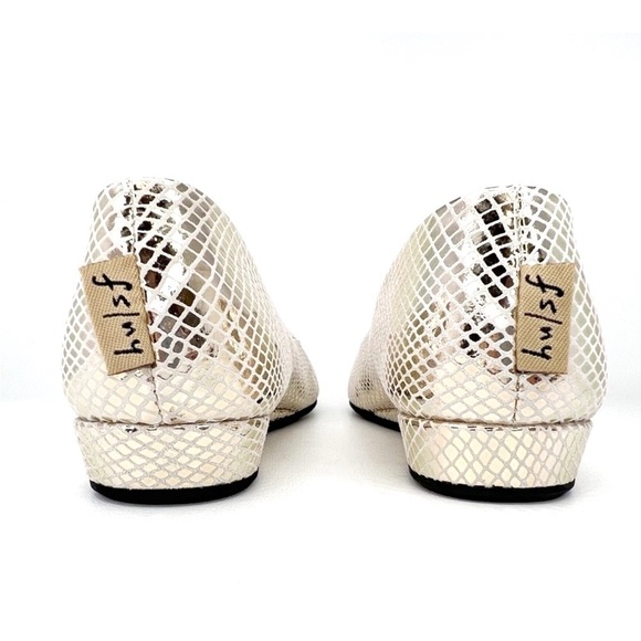 French Sole Shoes FS/NY Fortune Platino Peep Toe Snake Print fsny Size 7.5 EUC - Picture 5 of 9